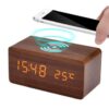 Wooden LED Clock with Wireless Charging