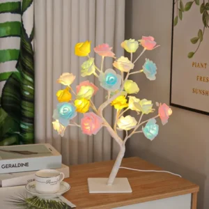 Tabletop Bonsai Tree,LED Rose Flower Tree,Table Rose Tree Lights Girls Gift for Mom Birthday Wedding Christmas Valentine's Day Party Decor