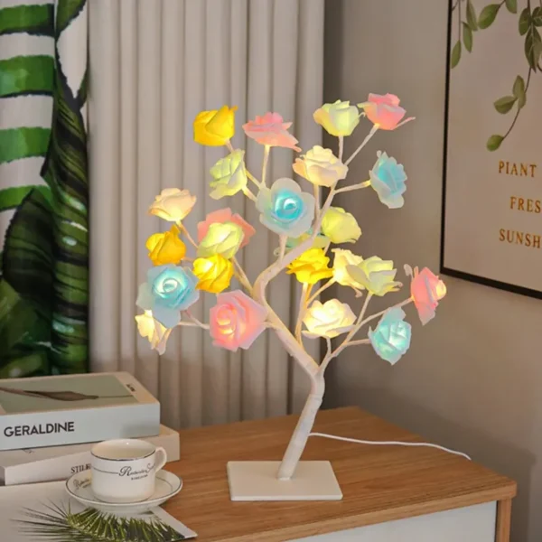 Tabletop Bonsai Tree,LED Rose Flower Tree,Table Rose Tree Lights Girls Gift for Mom Birthday Wedding Christmas Valentine's Day Party Decor