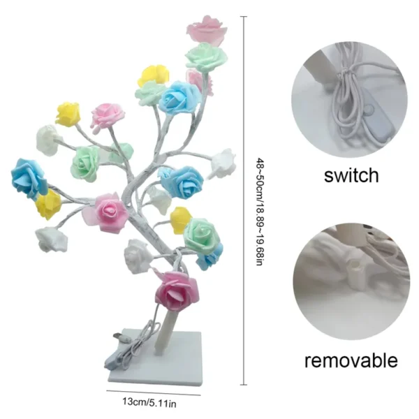 Tabletop Bonsai Tree,LED Rose Flower Tree,Table Rose Tree Lights Girls Gift for Mom Birthday Wedding Christmas Valentine's Day Party Decor