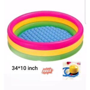 Baby Bath Tub, Baby Swimming Pool with Pumper (34 X10inch) - Multicolor
