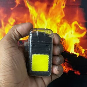 Waterproof Dual Arc Plasma Lighter - Outdoor Camping Lighter for Men Women With Led Light, 3 Lighting Modes COB Lamp, Type-C Rechargeable Electric Windproof E Lighter (Black)