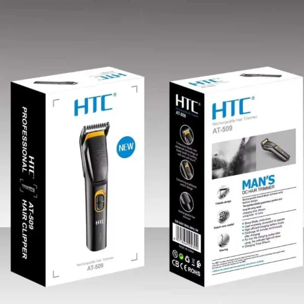 HTC AT-509 Cordless & Rechargeable Trimmer with 8 Length Settings and Self-Sharpening Blades for Beard and Hair