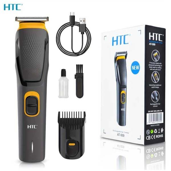 HTC AT-509 Cordless & Rechargeable Trimmer with 8 Length Settings and Self-Sharpening Blades for Beard and Hair