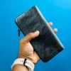 Classic Genuine Leather Trifold Long Wallet – Black