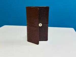 Crocodile Texture Original Leather Men’s Long Wallet – Brown