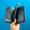 Classic Genuine Leather Trifold Long Wallet – Black