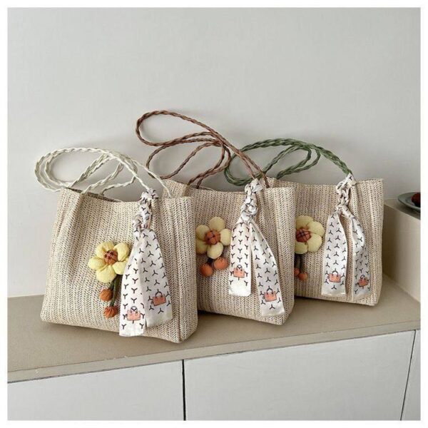 Flower Decorated Shoulder Bag – Trendy & Unique Large Capacity Tote RM130