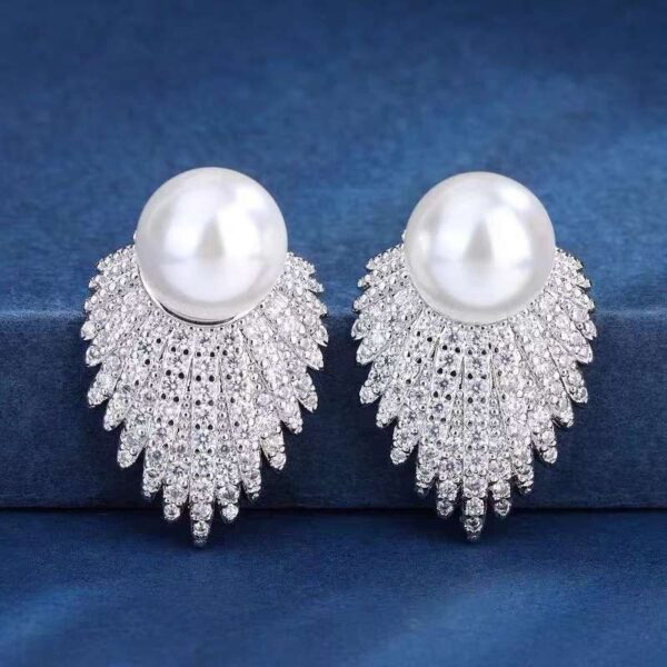 White Pearl Angel Wing Necklace Set – Cubic Zirconia Accent