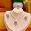 White Pearl Angel Wing Necklace Set – Cubic Zirconia Accent