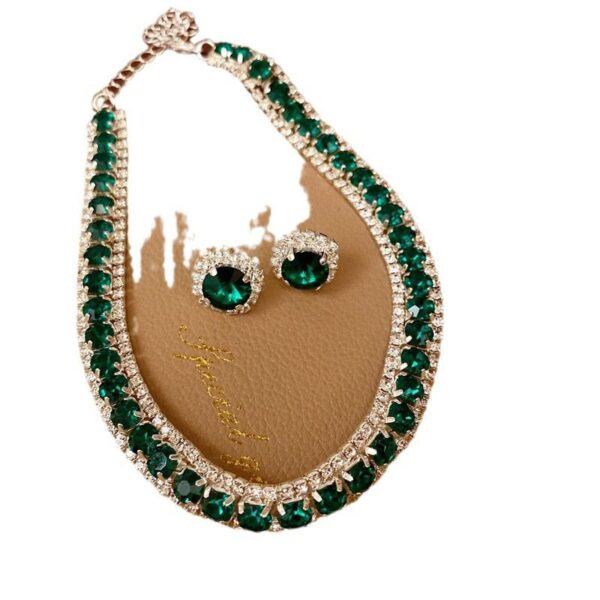 Light luxury temperament colorful necklace earrings set without a box